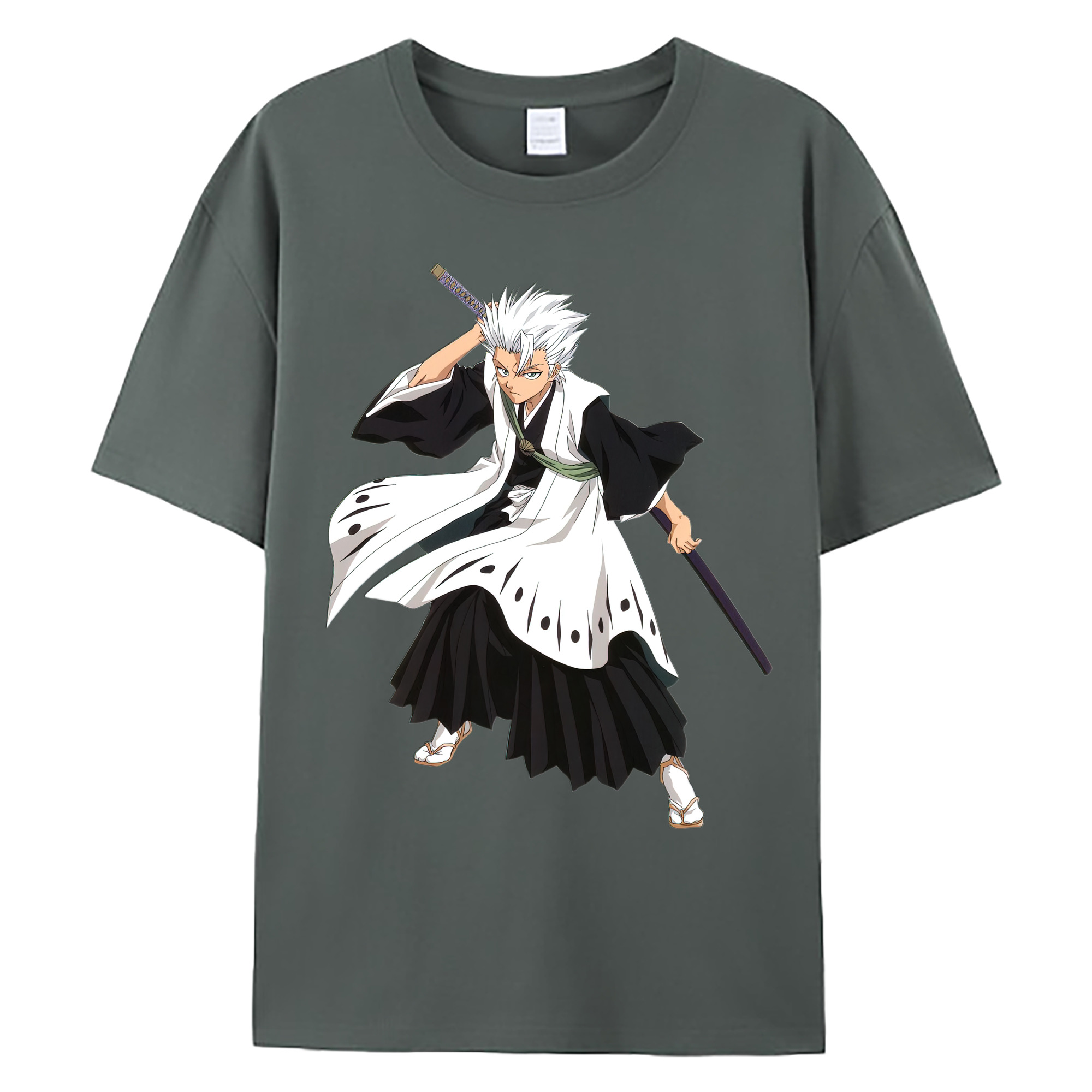 （画像用） ブリーチ 日番谷冬獅郎（ひつがや とうしろう） BLEACH Hitsugaya Toushirou 綿100％ メンズ半袖Tシャツ｜肌触りやわらか＆通気性